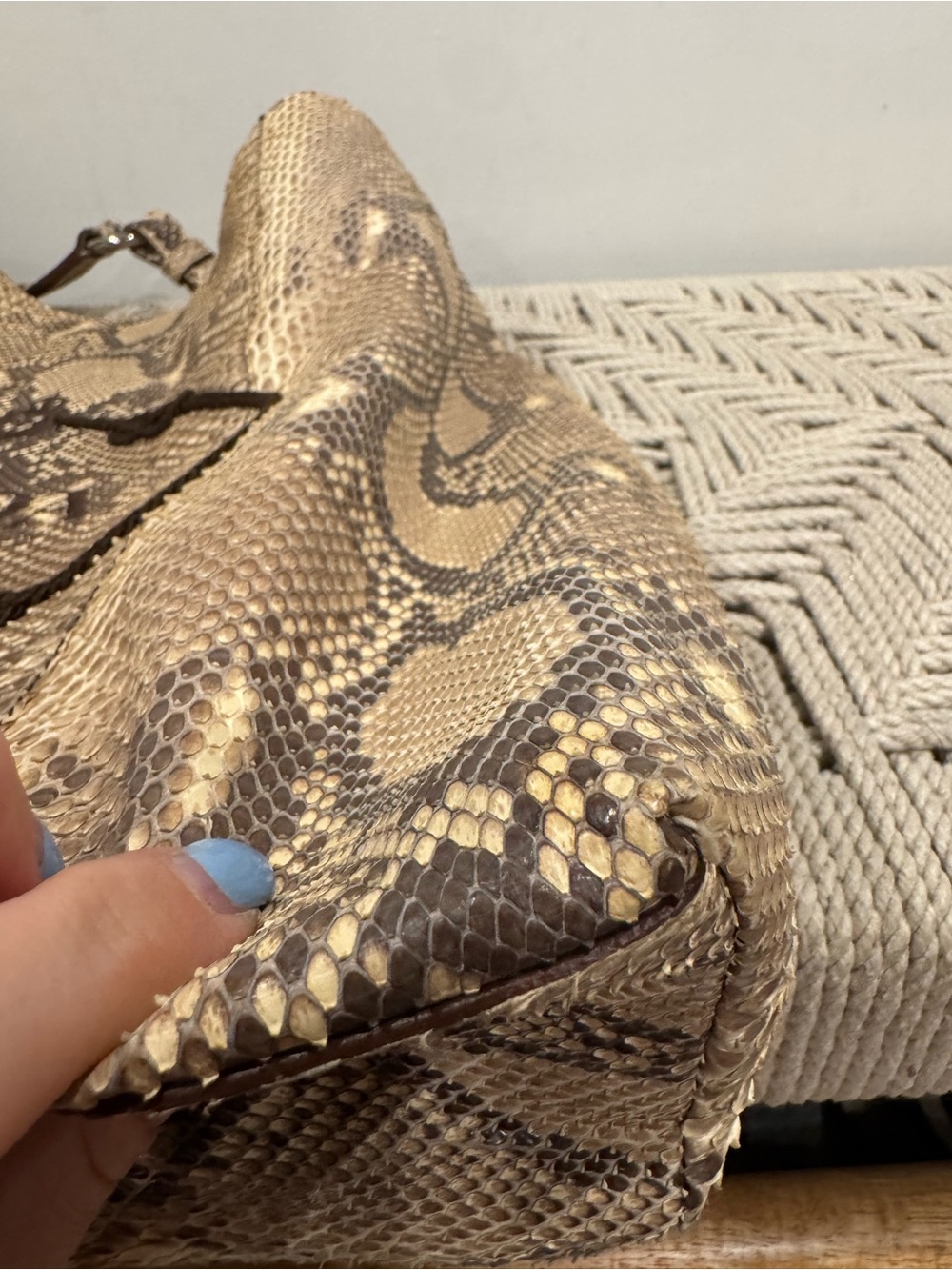 Prada brown python snakeskin Logo Sacca Hobo tote bag - Picture 12 of 16